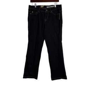DKNY Petite 10R Women's Black Jeans Chelsea Low Rise Straight Leg Long Slim Fit
